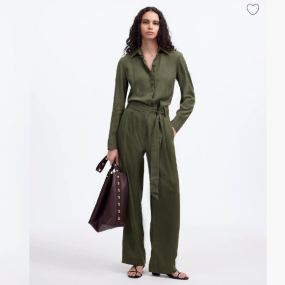 Madewell Relaxed Tie-Waist Dark Loden Jumpsuit NWT - Picture 2 of 5